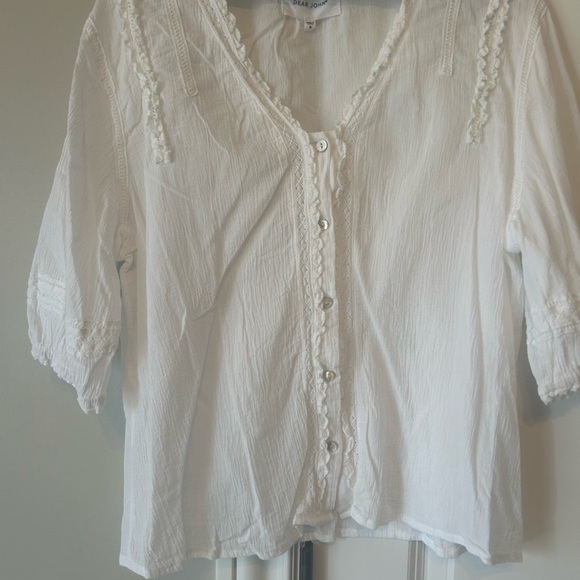 Dear John White Blouse with lace trim. EUC - Picture 2 of 3